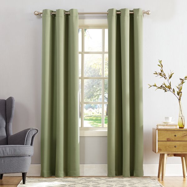 Silver Grommets Panels 100% Blackout 3 Layered Bay Window Curtain 1 Lime Green 