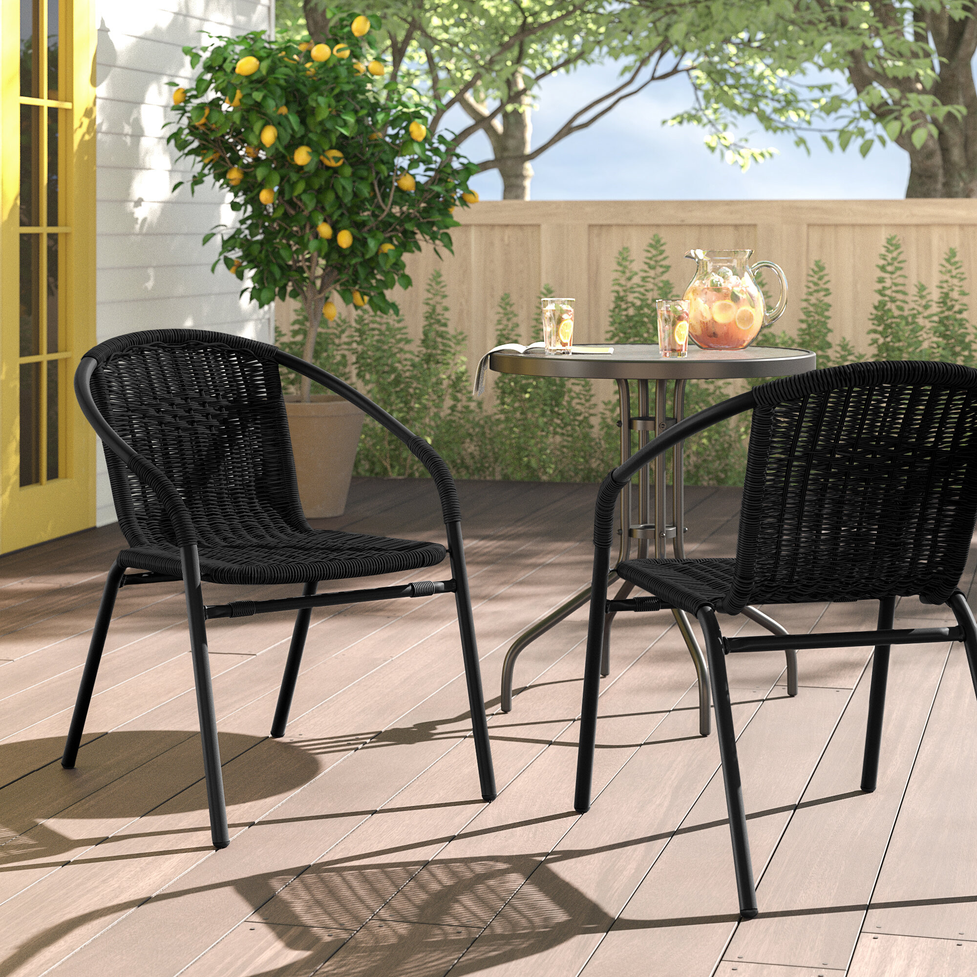 Outdoor Garden Furniture Stacking Chair Metal Patio Set Decking Dining Seat 