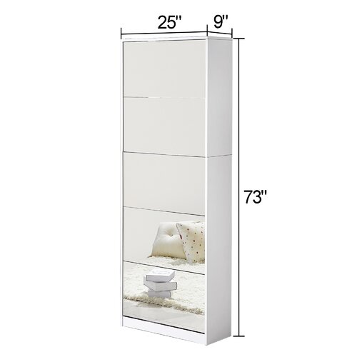 Rebrilliant 5 Tier with Full Length Mirror 24 Pair Shoe Storage Cabinet ...