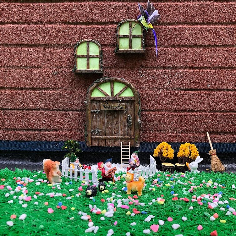 Miniature Fairy Gnome Home Window and Door for Trees Art Garden Sculpture Decor' 