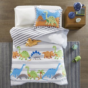 Cotton Rich Dinosaur Print Single Bed Duvet Cover & Pillowcase Set 