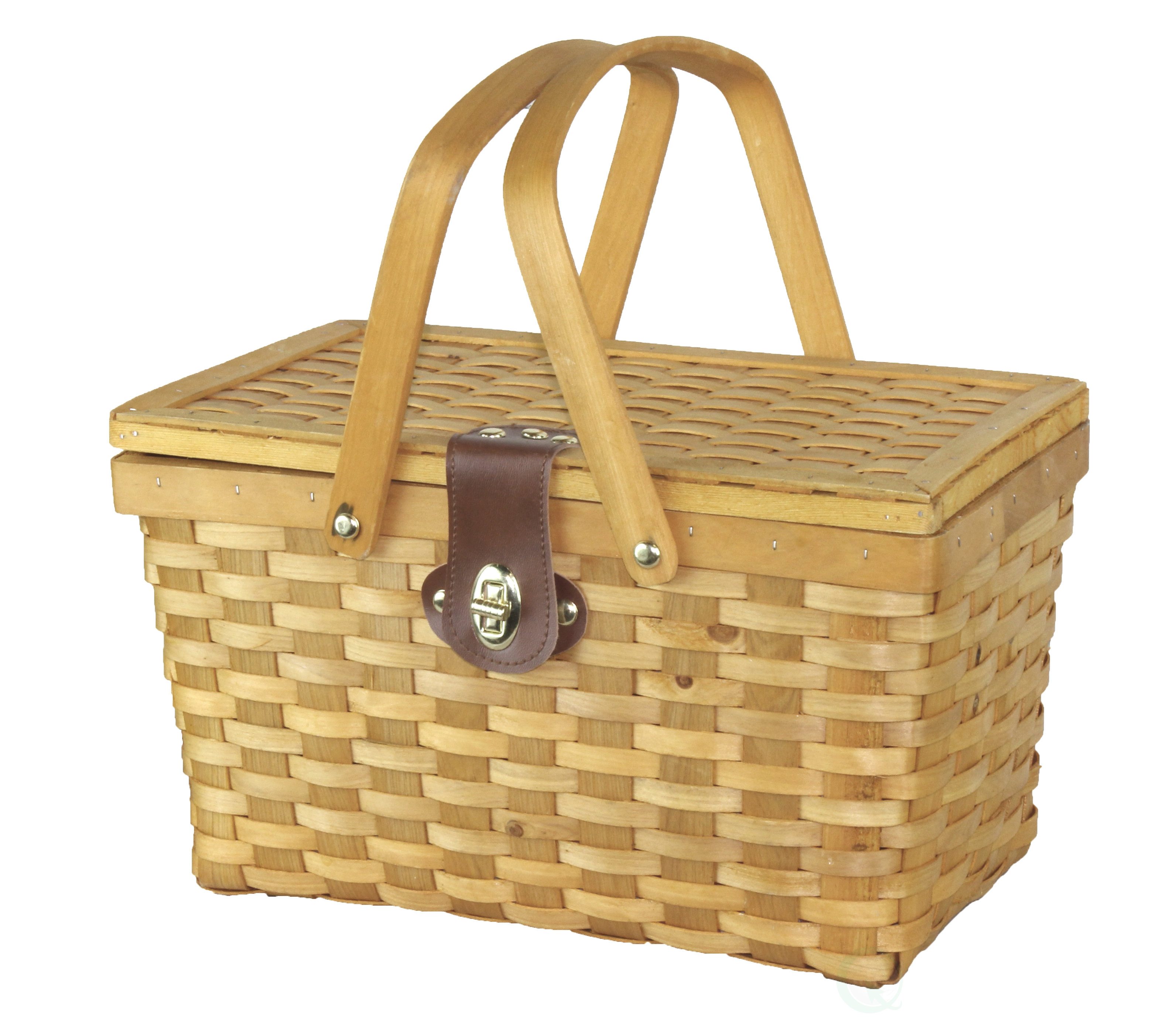 August Grove® Gingham Lined Woodchip Picnic Basket, Service for 2 Wayfair