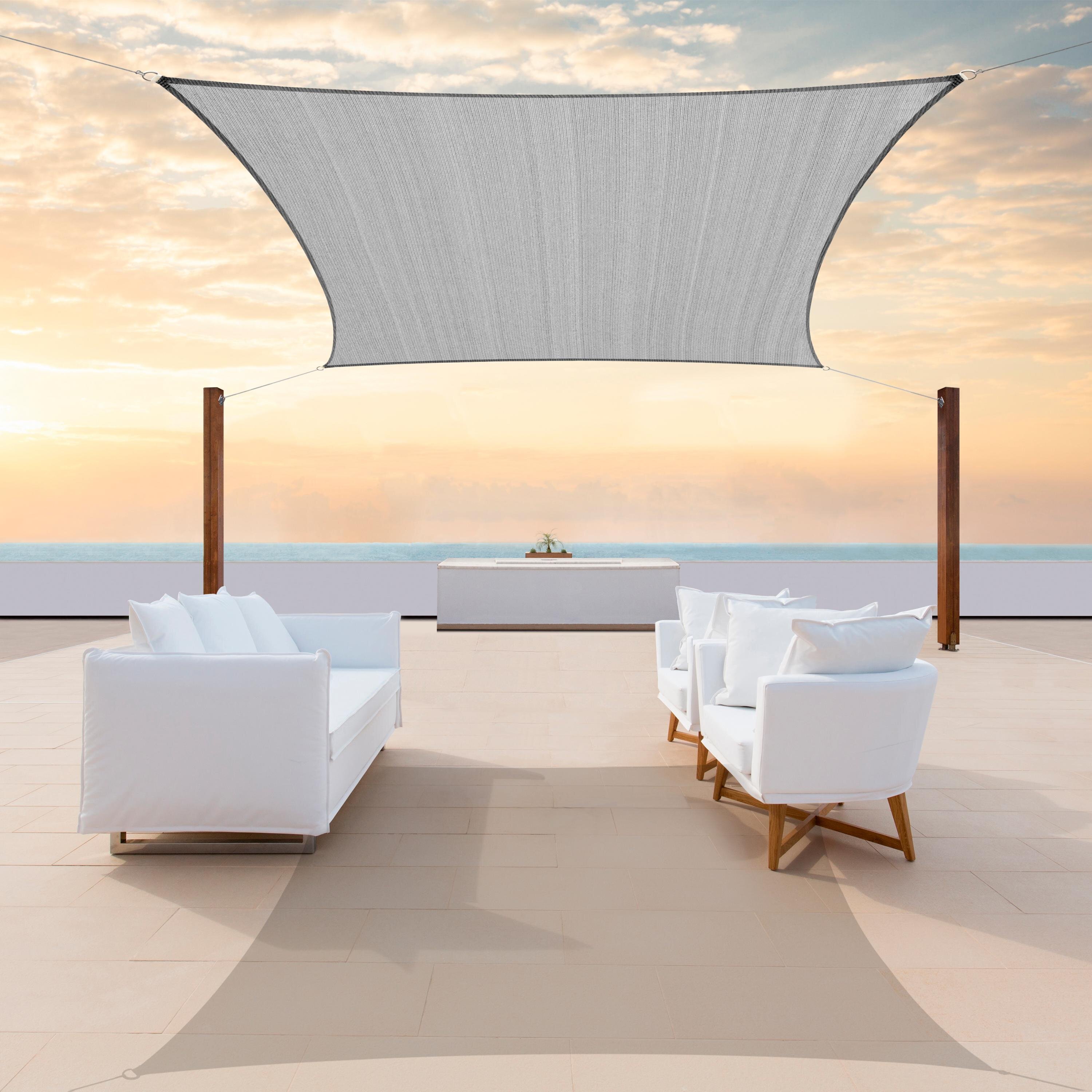 UV Block Canopy Awning Brown Cool Area 115 x 115 x 115 Triangle Sun Shade Sail for Patio Garden Outdoor 