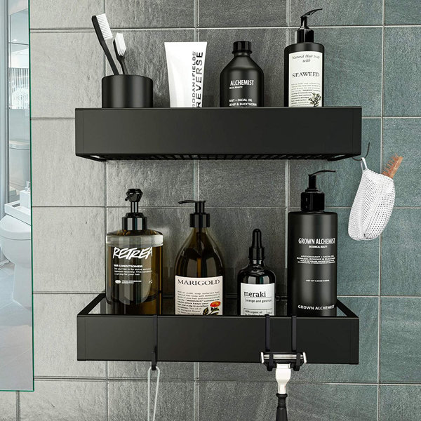 Bathroom Kitchen Shower Wall Mounted Holder Tray Shelf Glass Thickness 6mm 