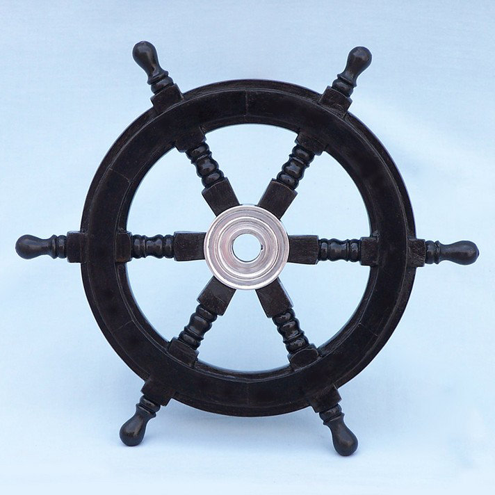 Breakwater Bay Black/Chrome Pirate Ship Steering Wheel Wall Décor