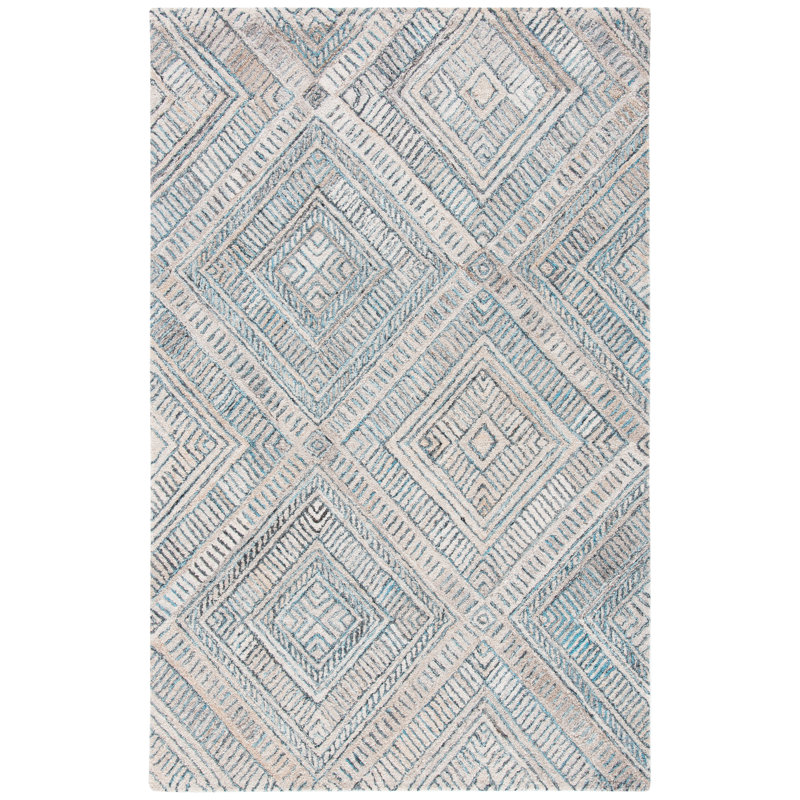 Union Rustic Handmade Turquoise/Beige Rug | Wayfair