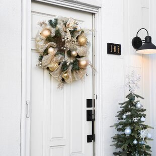 3 piece Minimalist Christmas Wreaths Holiday Wreath Christmas Decorations Gold Wreath