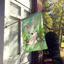 F134 APPLIQUED EASTER BUNNY RABBIT DOUBLE SIDED  LARGE HOUSE FLAG 28X40 BANNER 