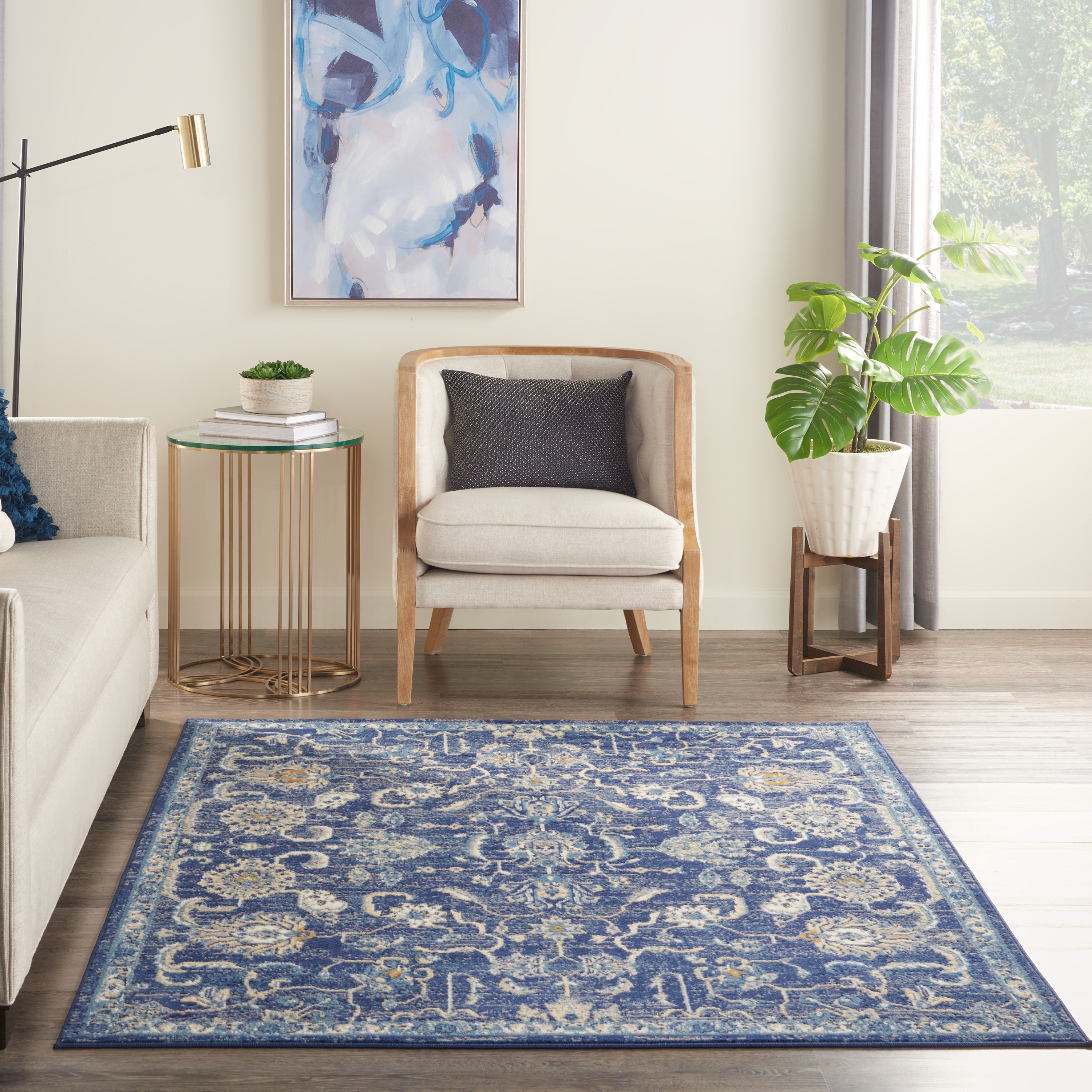 Bungalow Rose Chattahoochee Oriental Navy Blue Area Rug & Reviews Wayfair