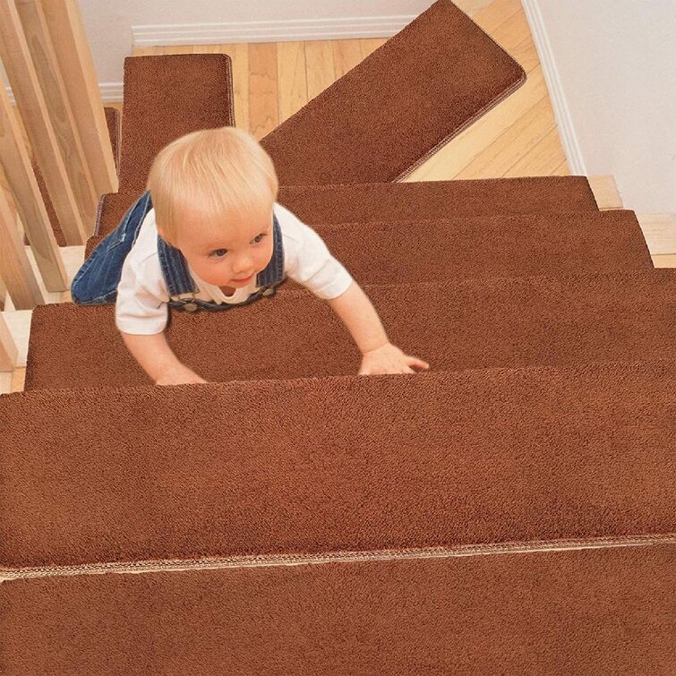 9 Bullnose Indoor Skid Slip Resistant Carpet Stair Treads with Adhesive Strips 