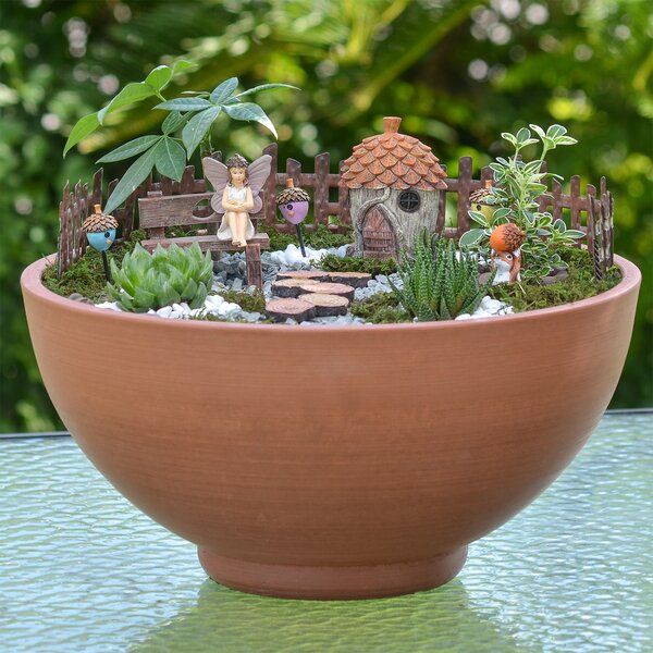 Fairy Garden Miniature doll house 2 pc play set log look Slide &Teeter-Totter 