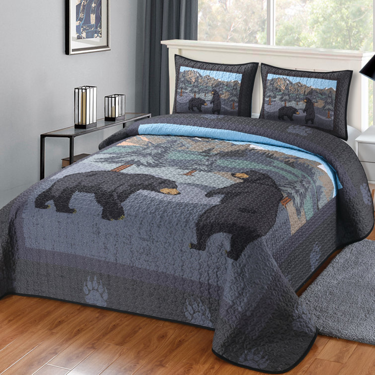 What Up Bears Quilt Quilted Bedding Set Millwood Pines Size: 90\