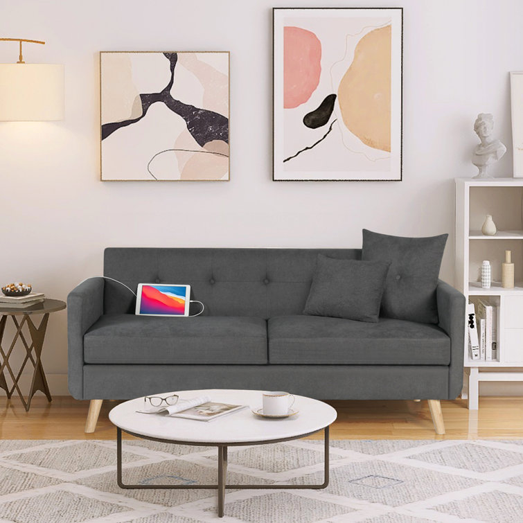 Geboorte geven virtueel slank Corrigan Studio® 65" Modern Fabric Loveseat Sofa With 2 Usb Charging Ports  & Reviews | Wayfair