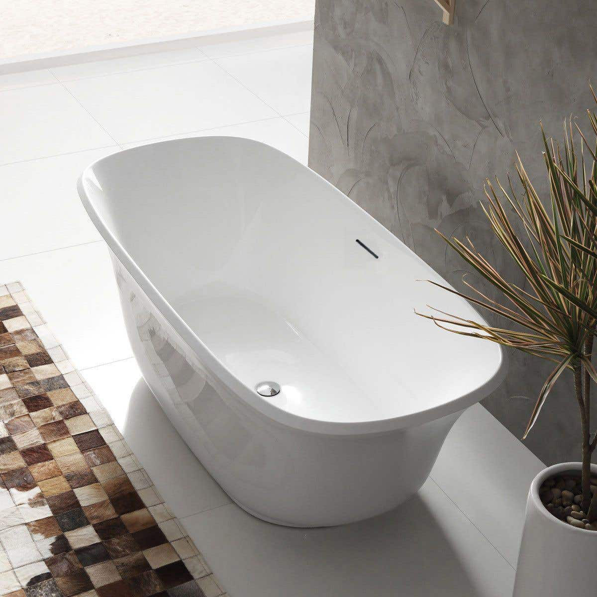 Chevington 59'' x 31'' Freestanding Soaking Acrylic Bathtub Wayfair