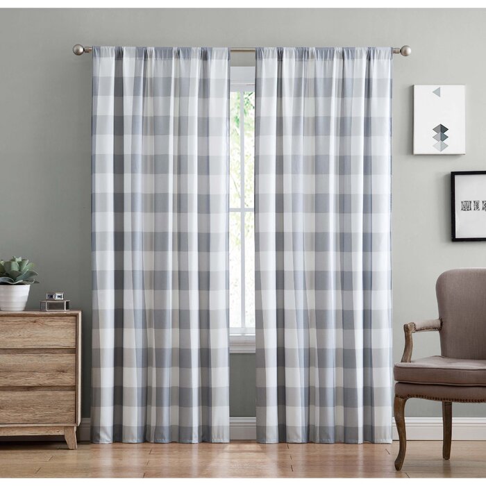 Truly Soft Buffalo Plaid Polyester Semi-Sheer Curtain Pair & Reviews ...