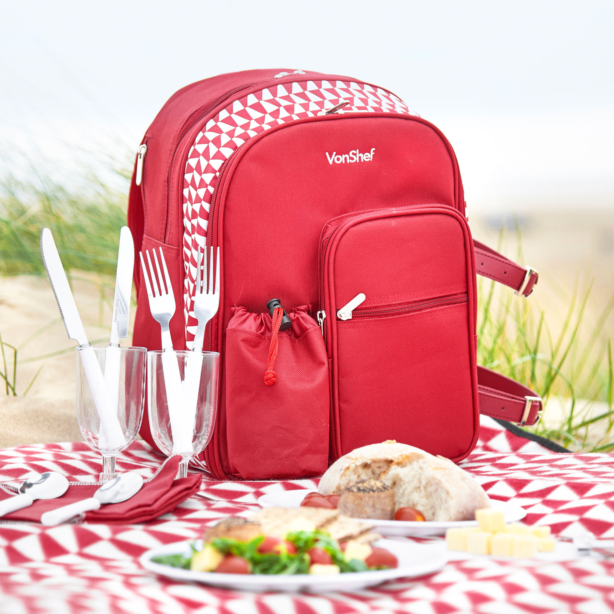 VonShef 2 Person Geo Picnic Backpack with Blanket Wayfair