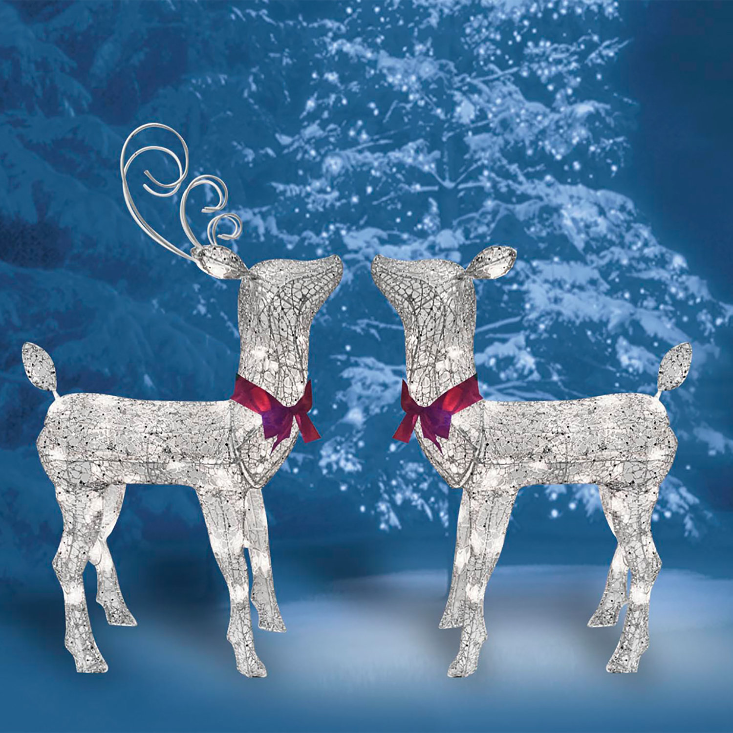The Holiday Aisle® Morphing Buck and Doe Deer Figurines | Wayfair