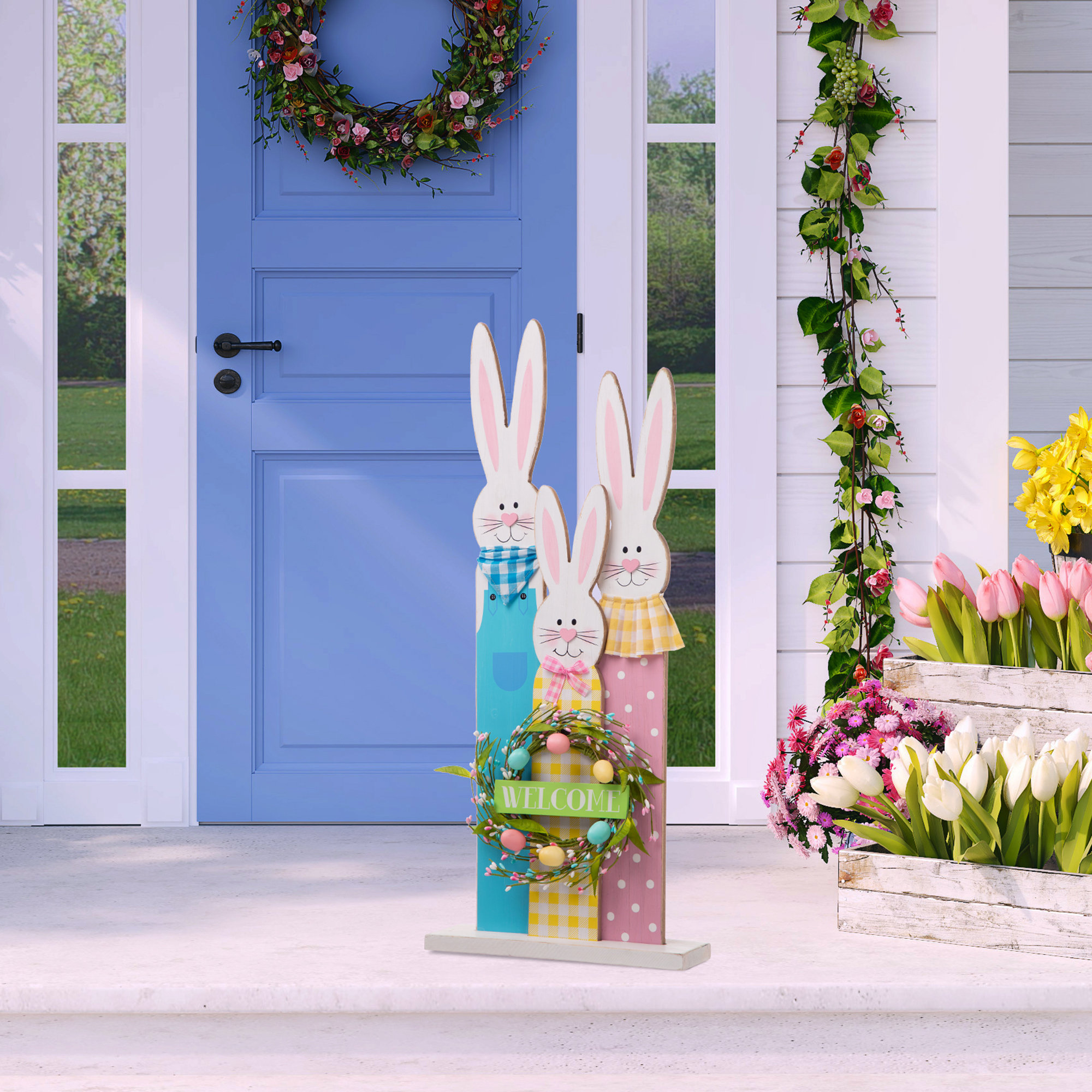 The Holiday Aisle® Easter Wooden Bunny Family Lawn Art/Figurine