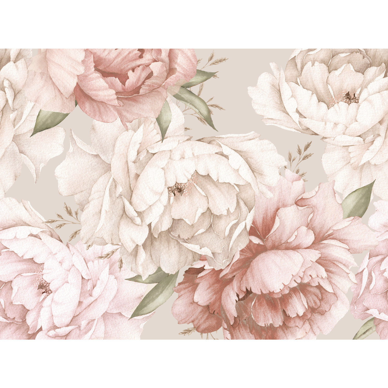 Mr. Kate Watercolor Floral Peel and Stick Wallpaper Mural, Pink & Cream |  Wayfair