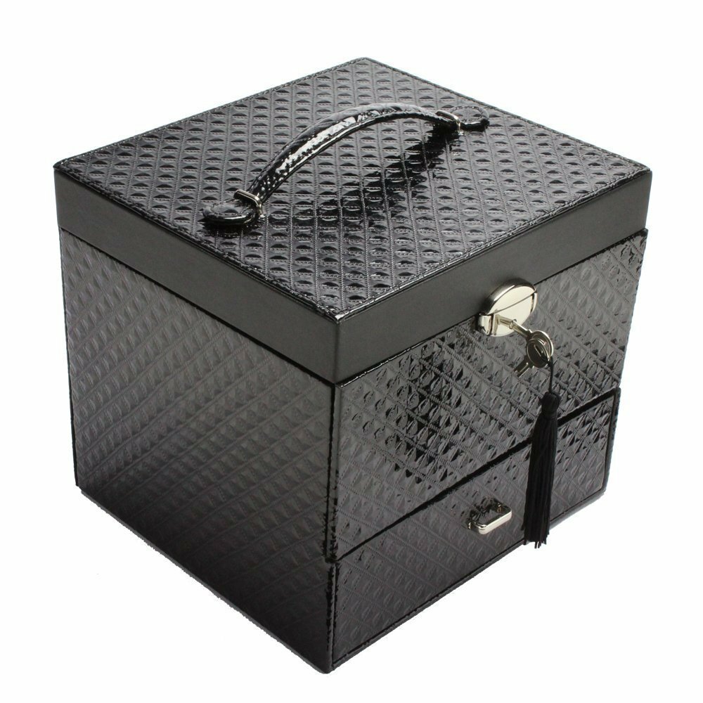 Ring Storage Box Black Leatherette Ring Display Box for 72 Rings BD83-2J/72E 