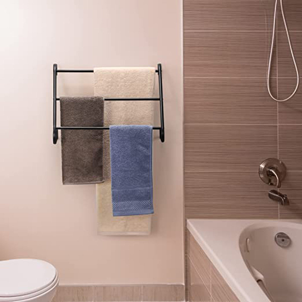 CELLPAK Wall Mounted Towel Racks 3Tier Laundry Towel Ladder Holder Black Wayfair