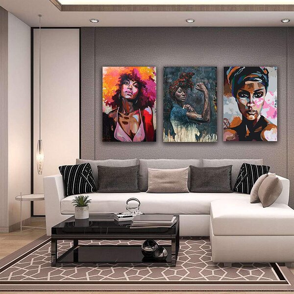 African Woman Wall Art Purple Tone Wall Art Print Fashion Wall Art Black Woman Poster Art Living Room Wall Art Colourful art print