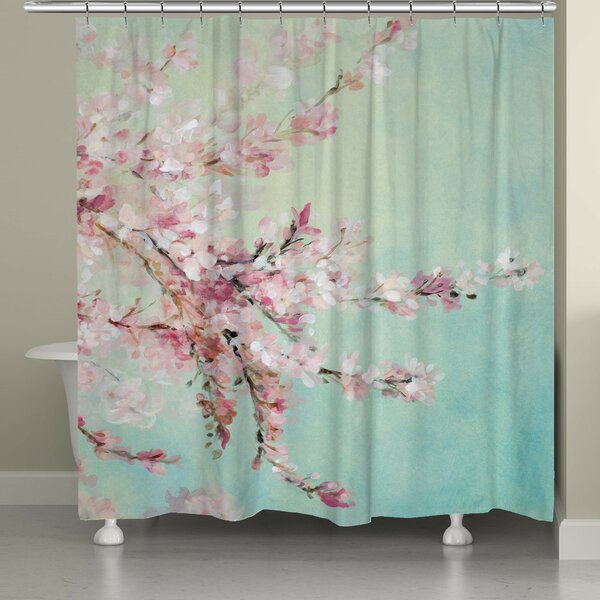 Red Cherry Blossom Shower Curtain Set Japanese Style Sakura for Bathroom Decor 