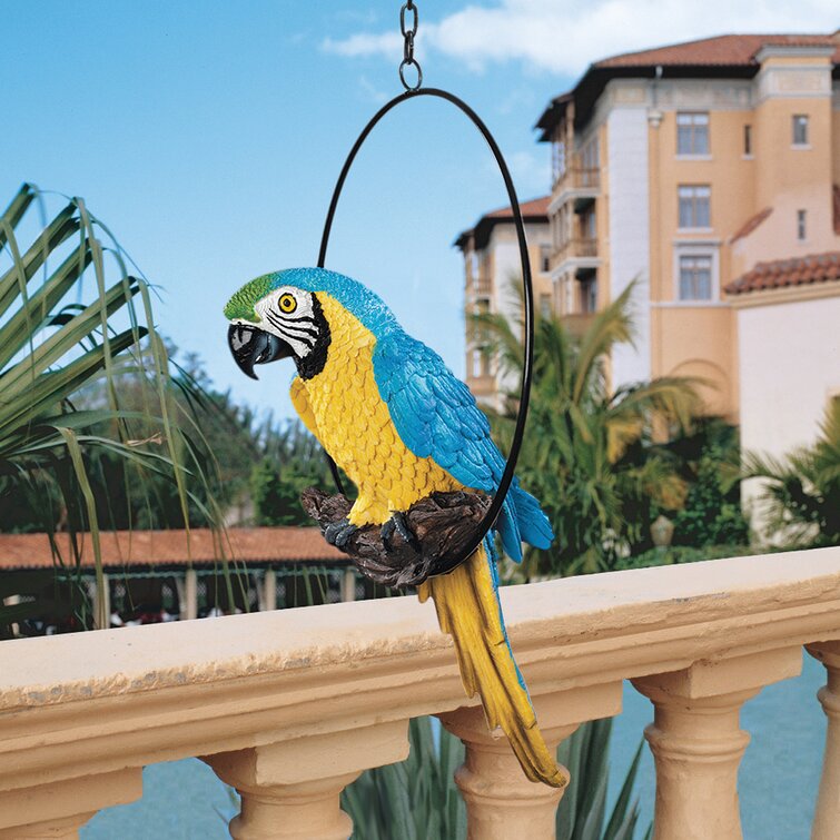 Design Toscano Polly in Paradise Parrot on Ring Perch Large 