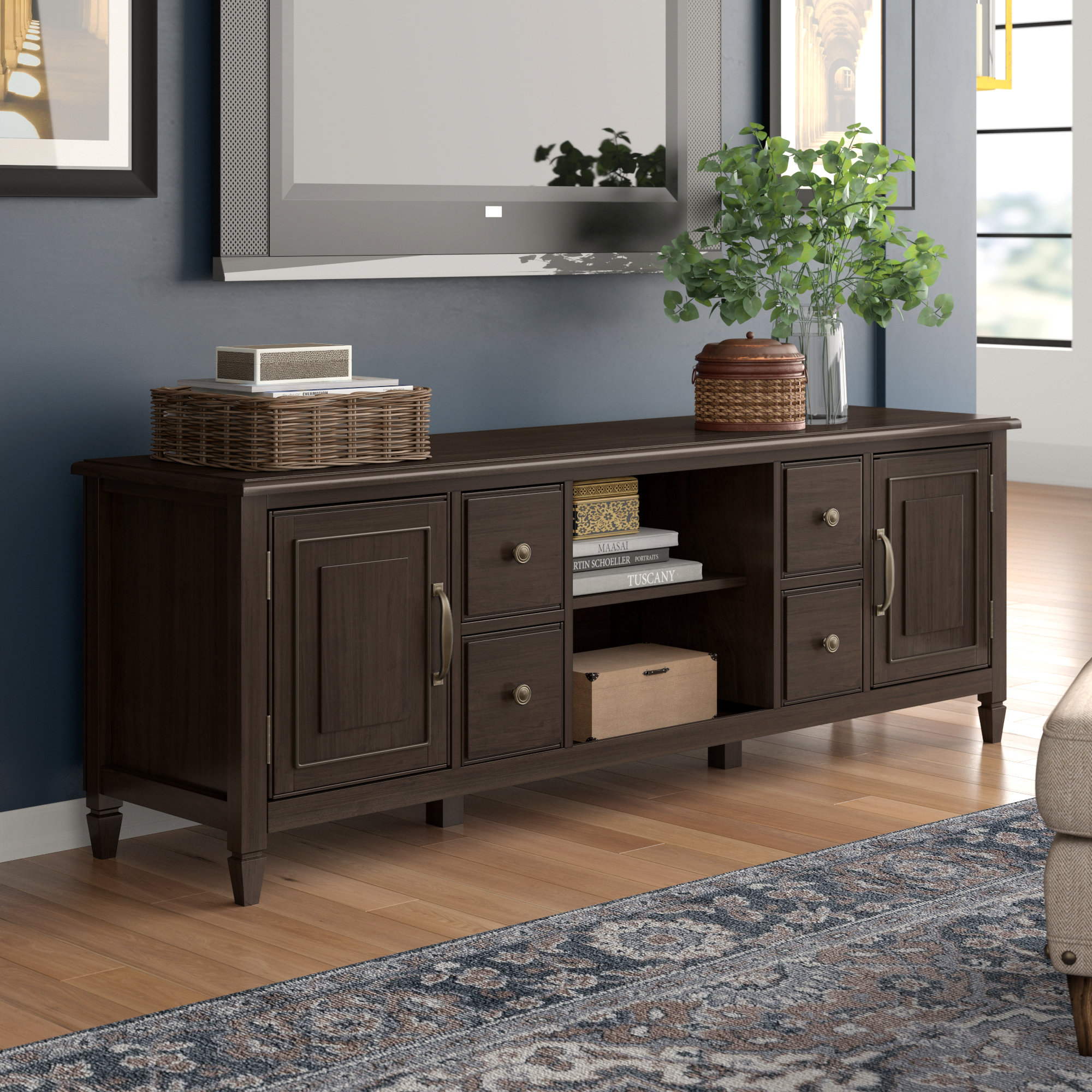 Lark Manor Alayjia Solid Wood TV Stand for TVs up to 80" & Reviews