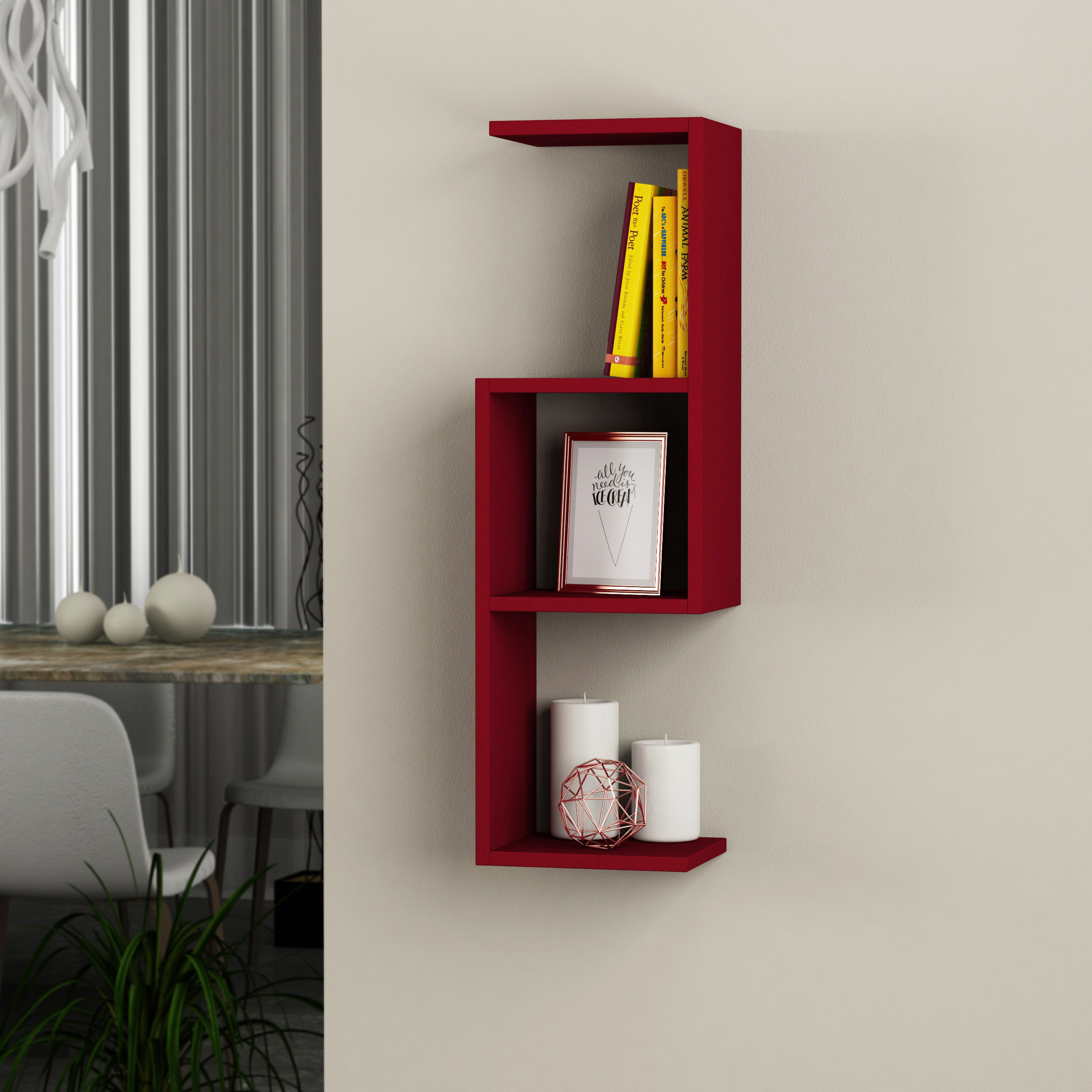 Latitude Run® Murrow 4 Piece Wall Accent Shelf with Adjustable Shelves ...