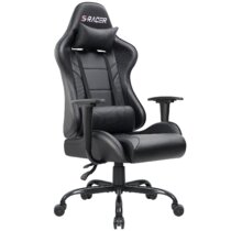 JR Knight LC-04BKW Ergonomic Gaming Chair With Footrest Professional Gamer Home 