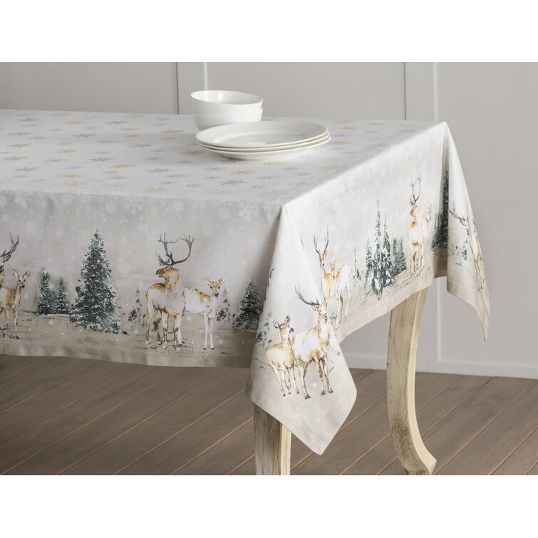 Maison d Hermine Deer in The Woods 100% Cotton Table Runner Double Layer 14.5 Inch by 72 Inch Perfect for Thanksgiving and Christmas 