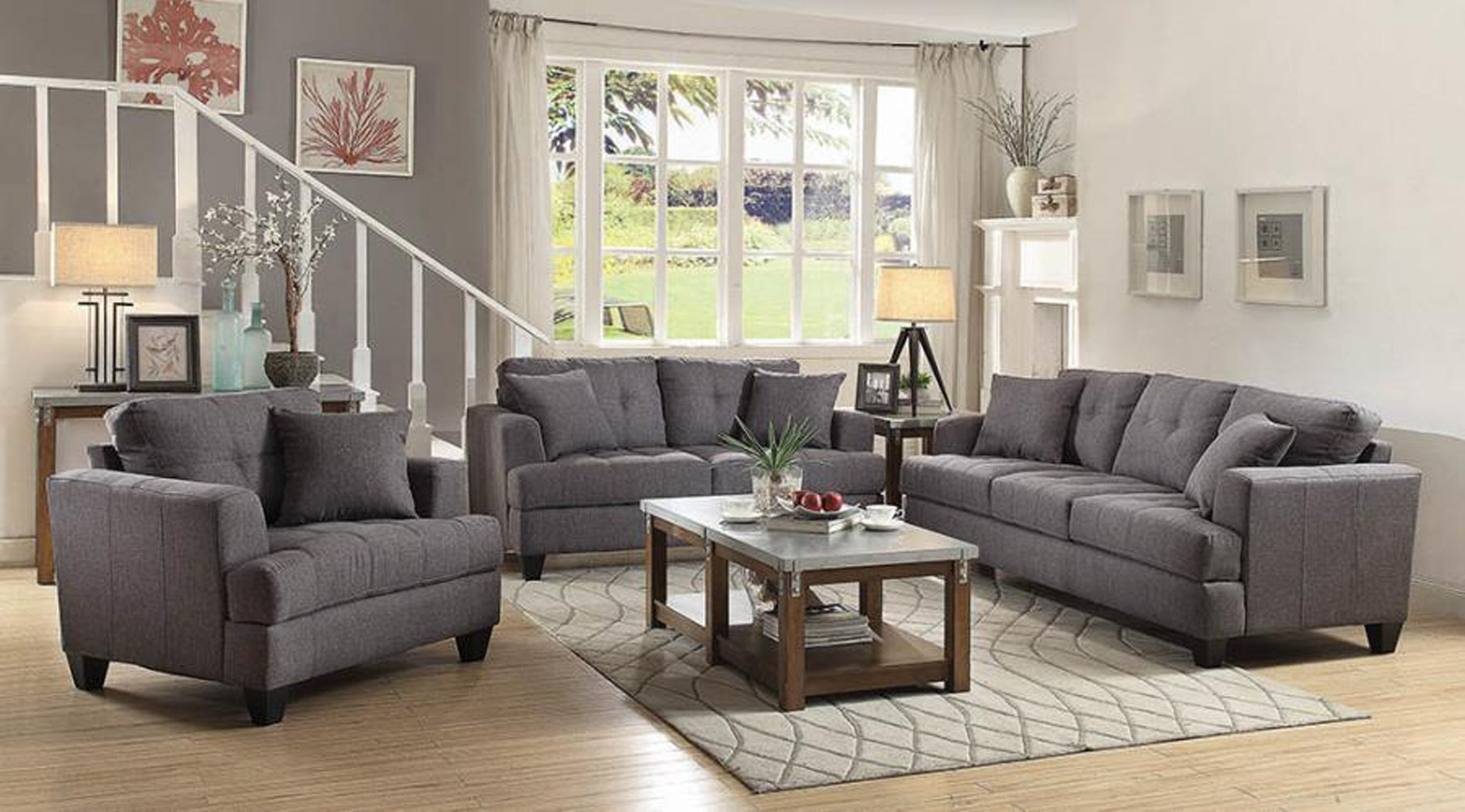 Ebern Designs EllyMae 3 Piece Living Room Set Wayfair