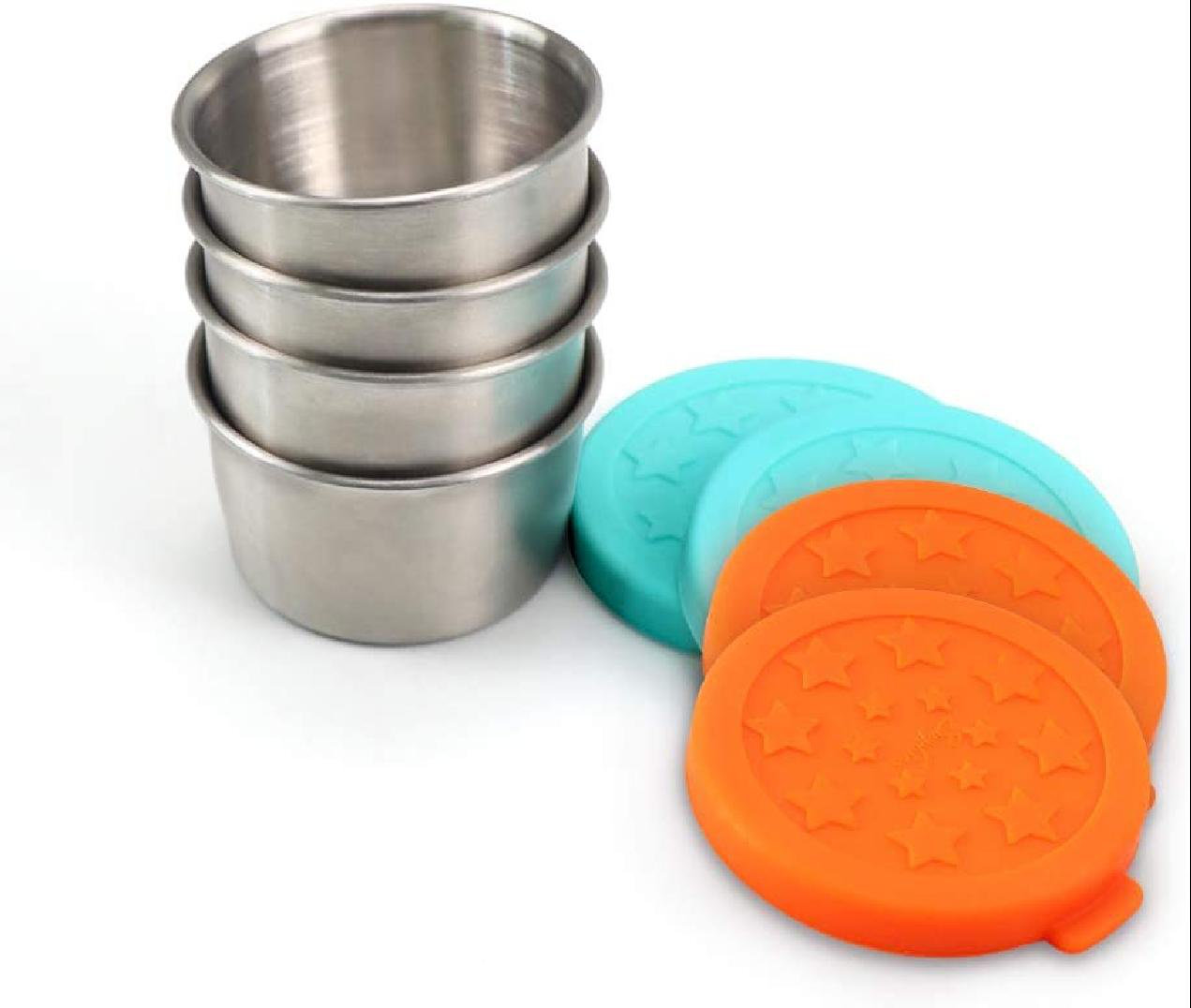 Salad Dressing Containers To Go, Small Condiment Containers With Leakproof Silicone Lids, 1.5Oz Kids Sauce Dipping Cups Stainless Steel Mini Dips Food ...