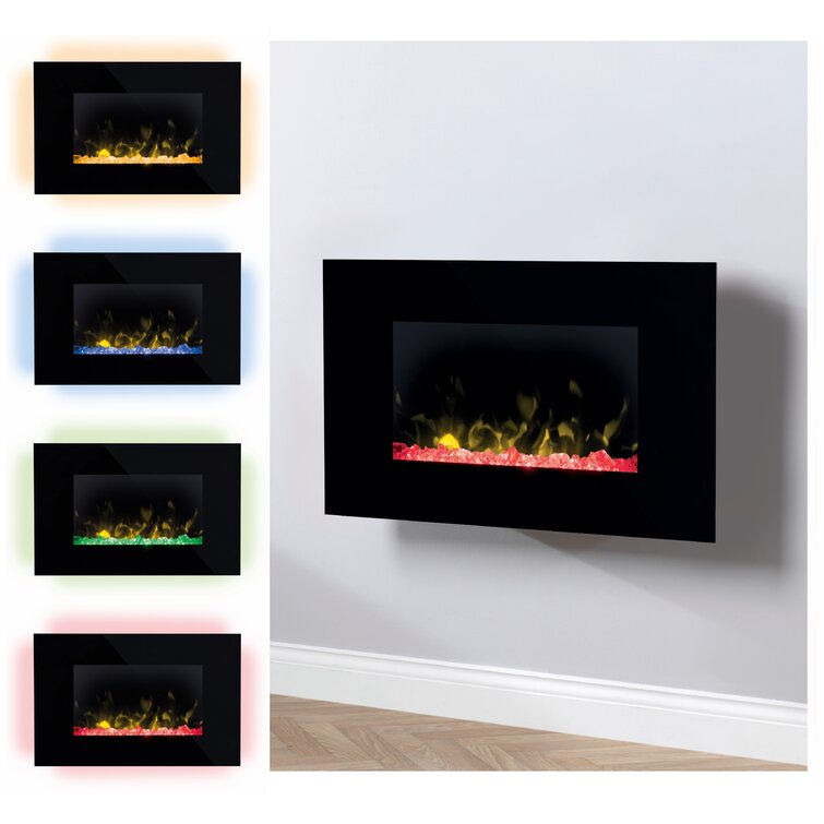 Dimplex Toluca Optiflame Electric Wall Mount Fire With 4 Colours Fuel Bed 2kW 