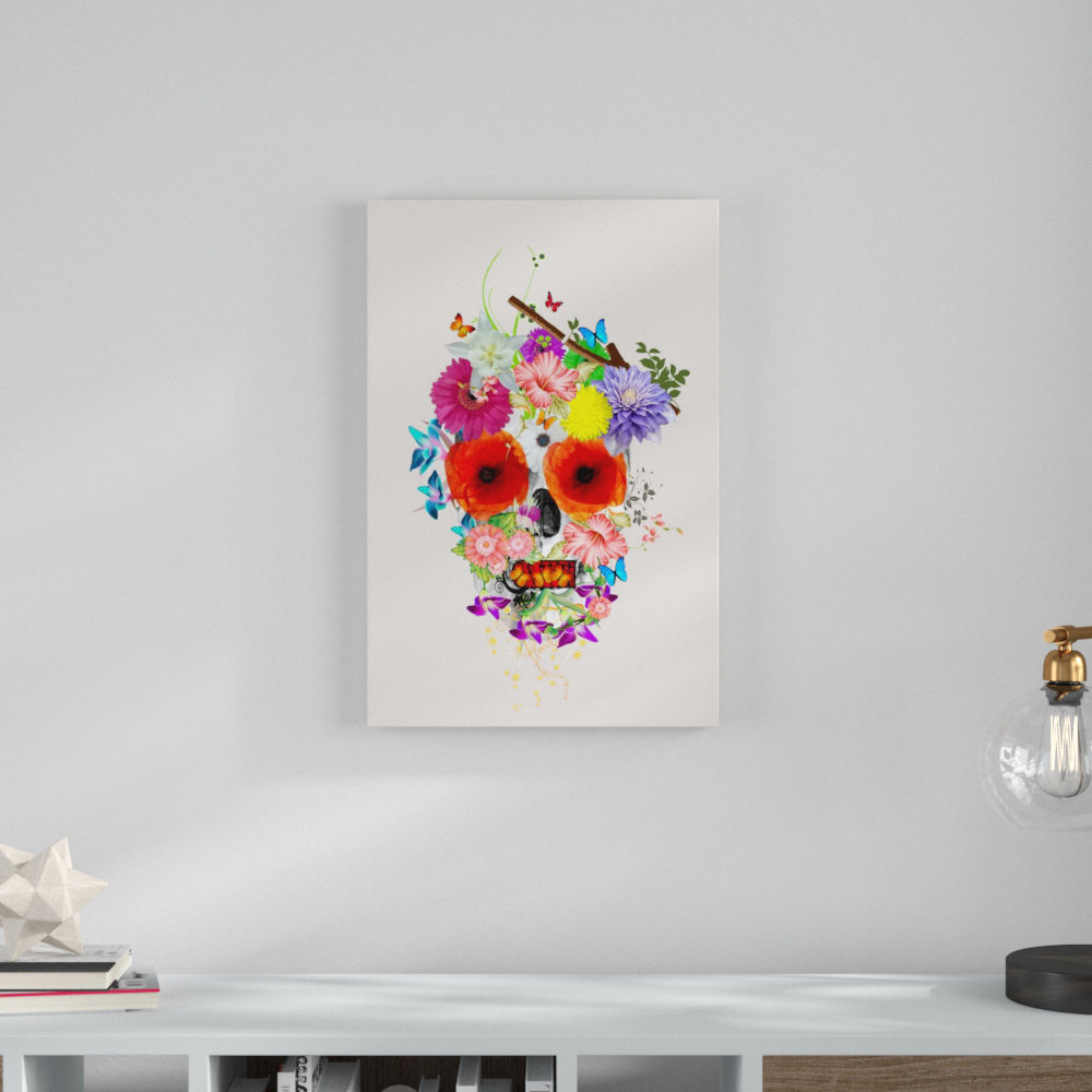 Ivy Bronx Floral Skull by Mark Ashkenazi Graphic Art on Canvas Wayfair