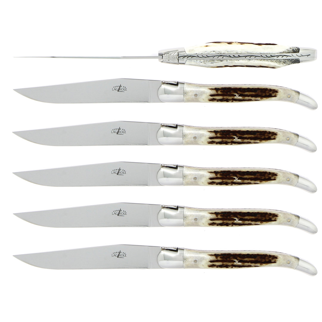Forge de Laguiole - Table Knives - Set of 6 - Stag Horn Handle