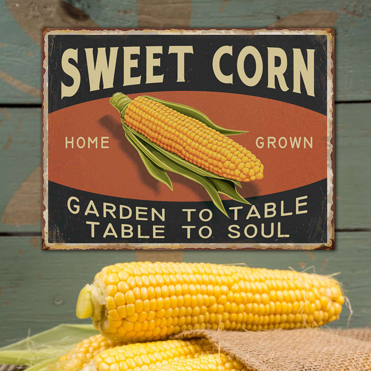 August Grove® Sweet Corn Tin Wall Décor | Wayfair