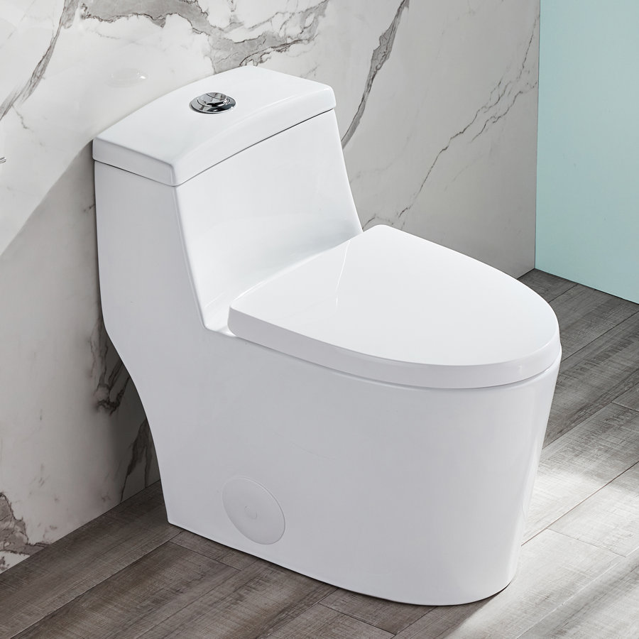Dual-Flush Elongated One-Piece Toilet with Glazed Surface (Seat Included)