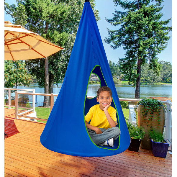 Blue Sensory Swing Chair Hanging Seat For Kids or Adults Playroom Outdoor 175lbs 