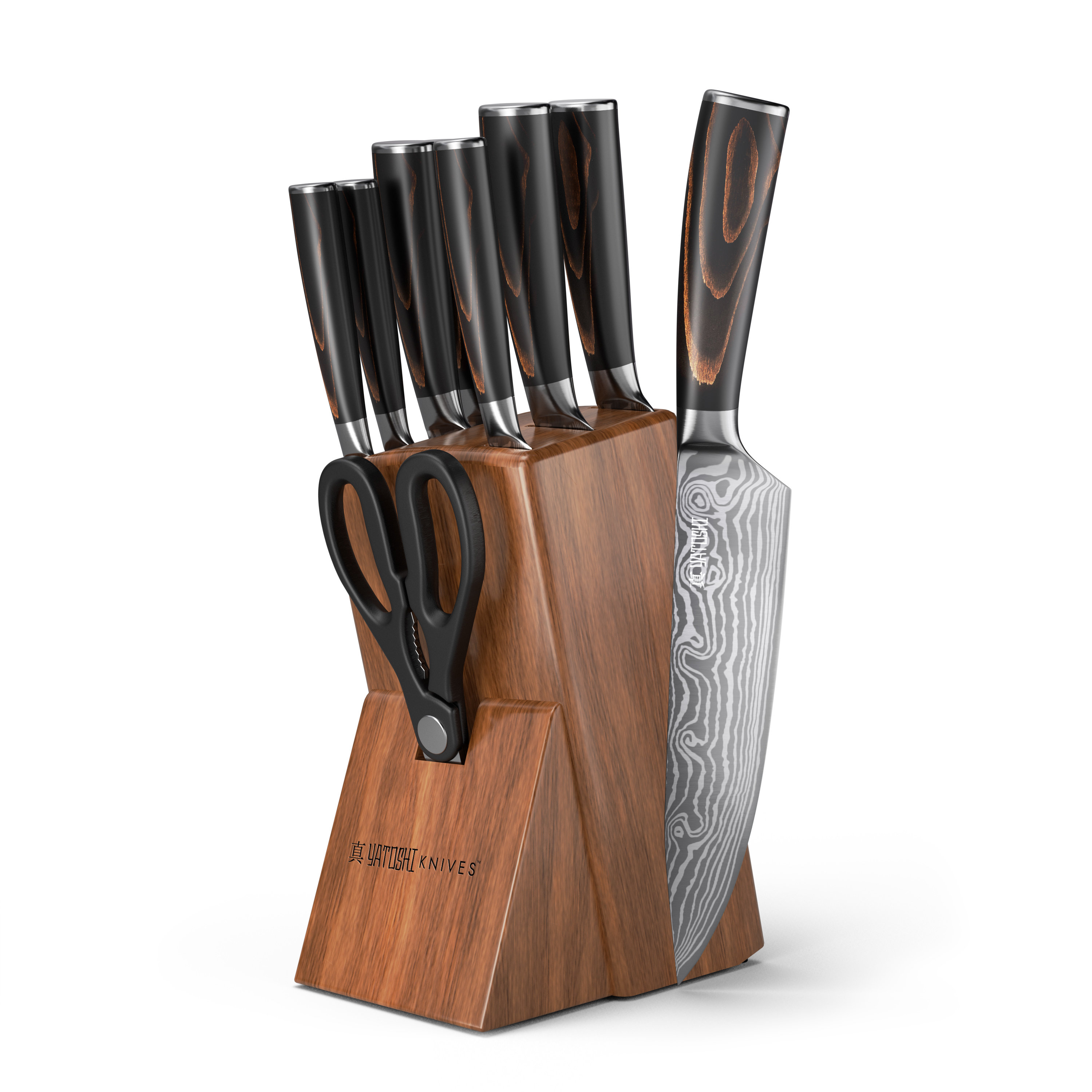 Yatoshi Knives Yatoshi Knife Block Set Pro Kitchen Knife Set Ultra