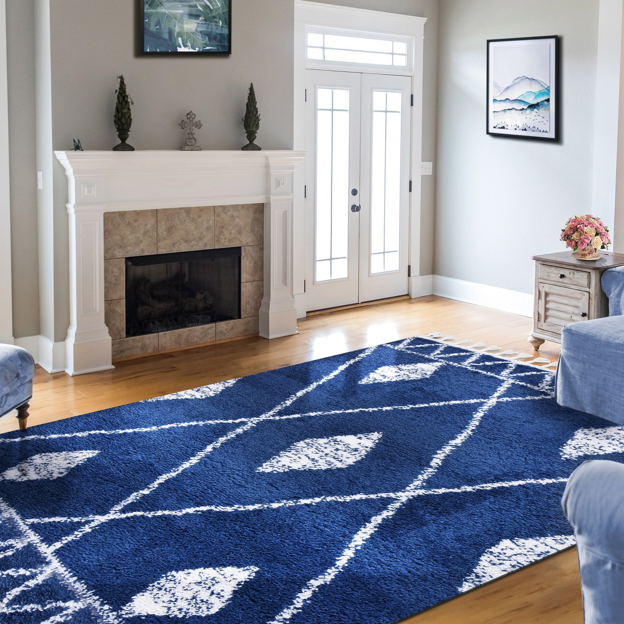 Mistana™ Boho Tribal Geometric Indoor Shag Area Rug with Tassels Wayfair