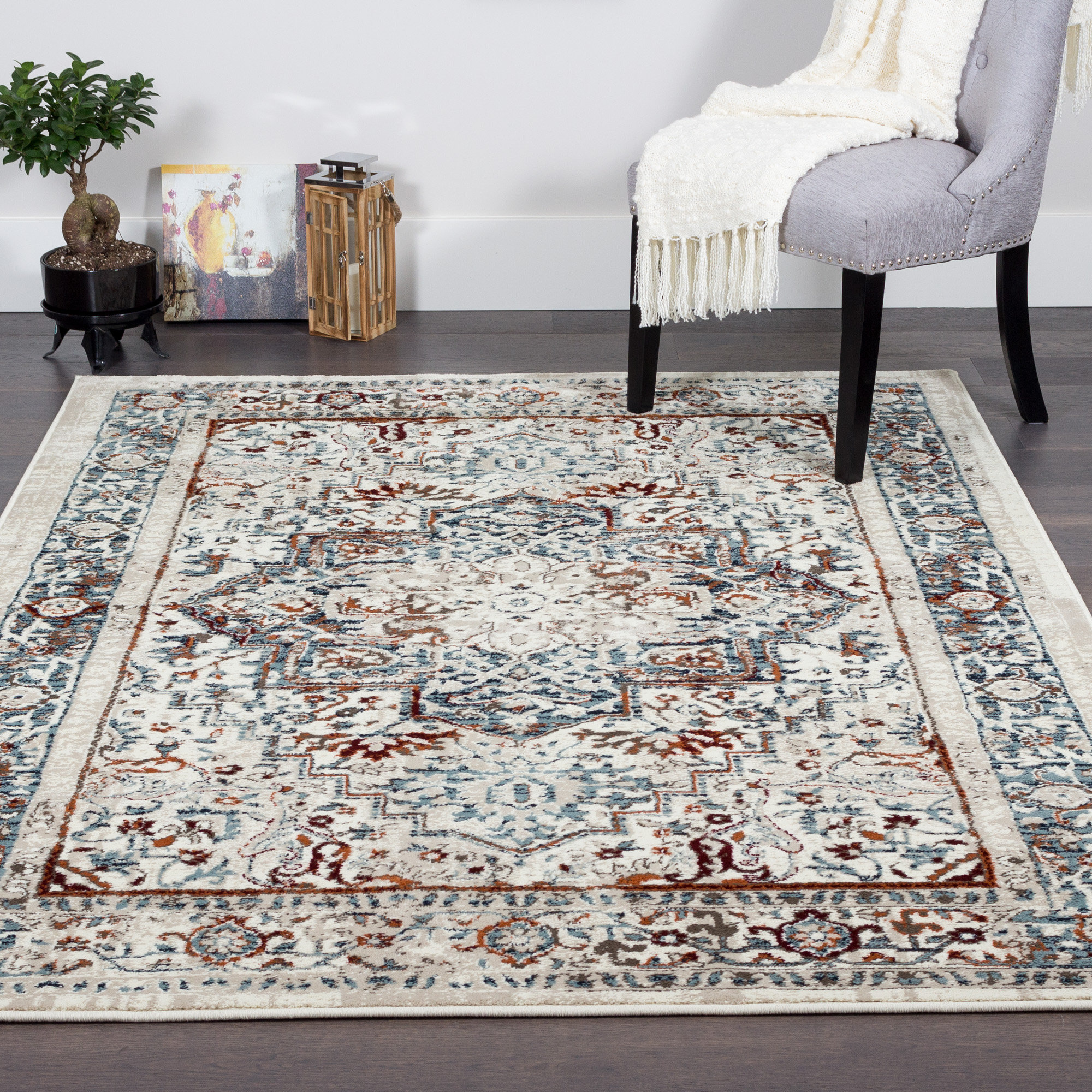 Bungalow Rose Haggerty Oriental Area Rug in Gray & Reviews Wayfair Canada