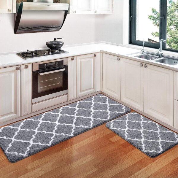 show original title Details about   Grey Check Flat Fabric Kitchen Rugs and Runners Non-Slip Back purely many 