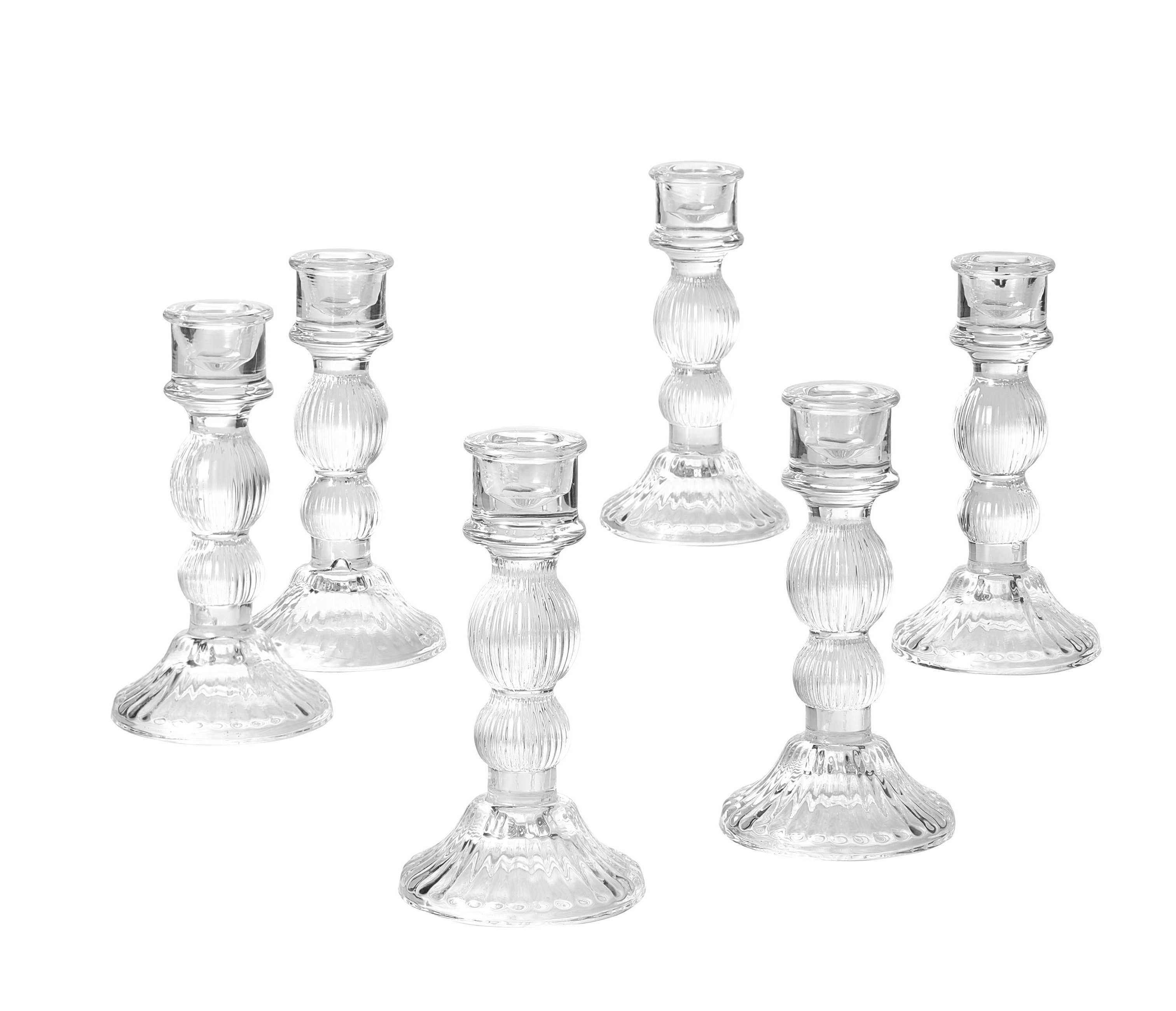 Red Barrel Studio® 6 Piece Glass Tabletop Candlestick Set Wayfair