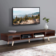 Handmade Solid Dark Wood 2 Drawer Curved Media TV Unit Scandi Style Furniture 