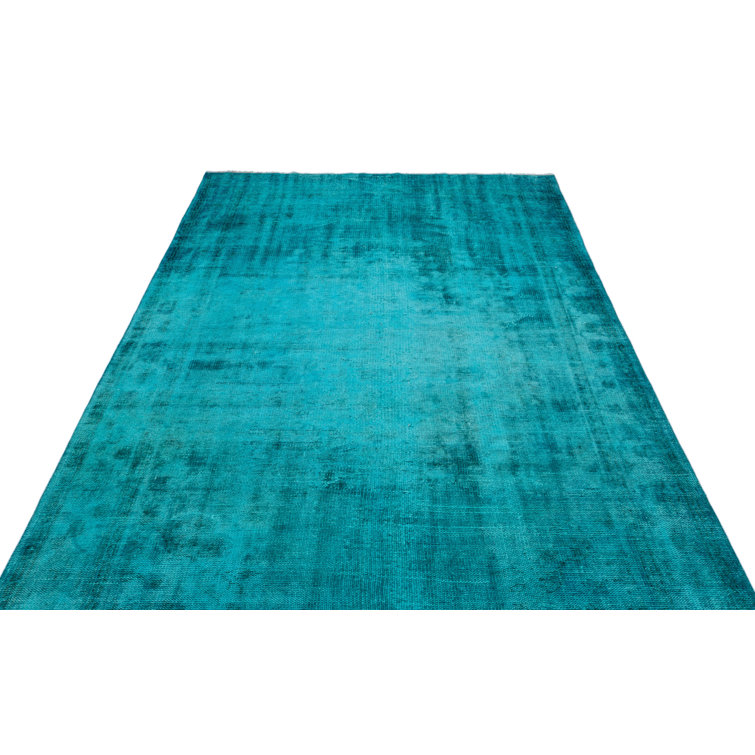 Williston Forge Saugeries Hand-Knotted 100% Wool Turquoise Rug ...