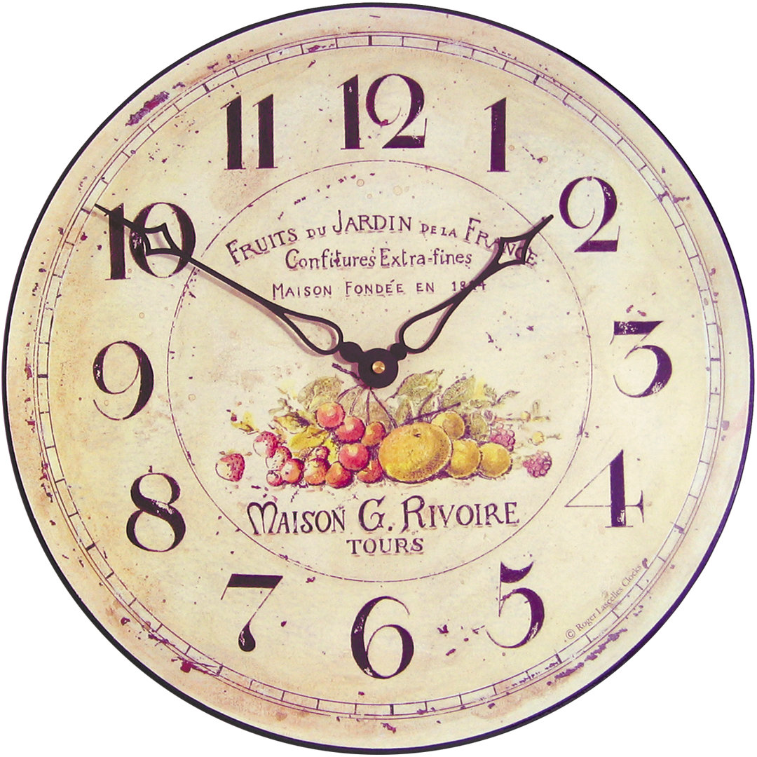 Roger Lascelles Clocks 36cm Garden Fruits Wall Clock brown
