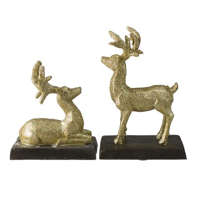 2 Piece Glittered Reindeer Stocking Holder Set -  Northlight Seasonal, 32915462
