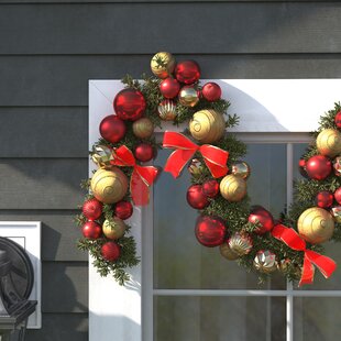 6FT Red and Black Christmas Brush Garland Shiny Red Tinsel Branch Outdoor Decor 